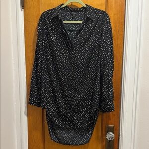 Express Black and White Polka Dot Button Down Shirt